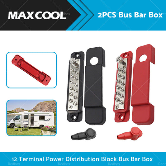 2pcs 12 Terminal Power Distribution Block Bus Bar DC 48V 12P Wiring Bars AU-1