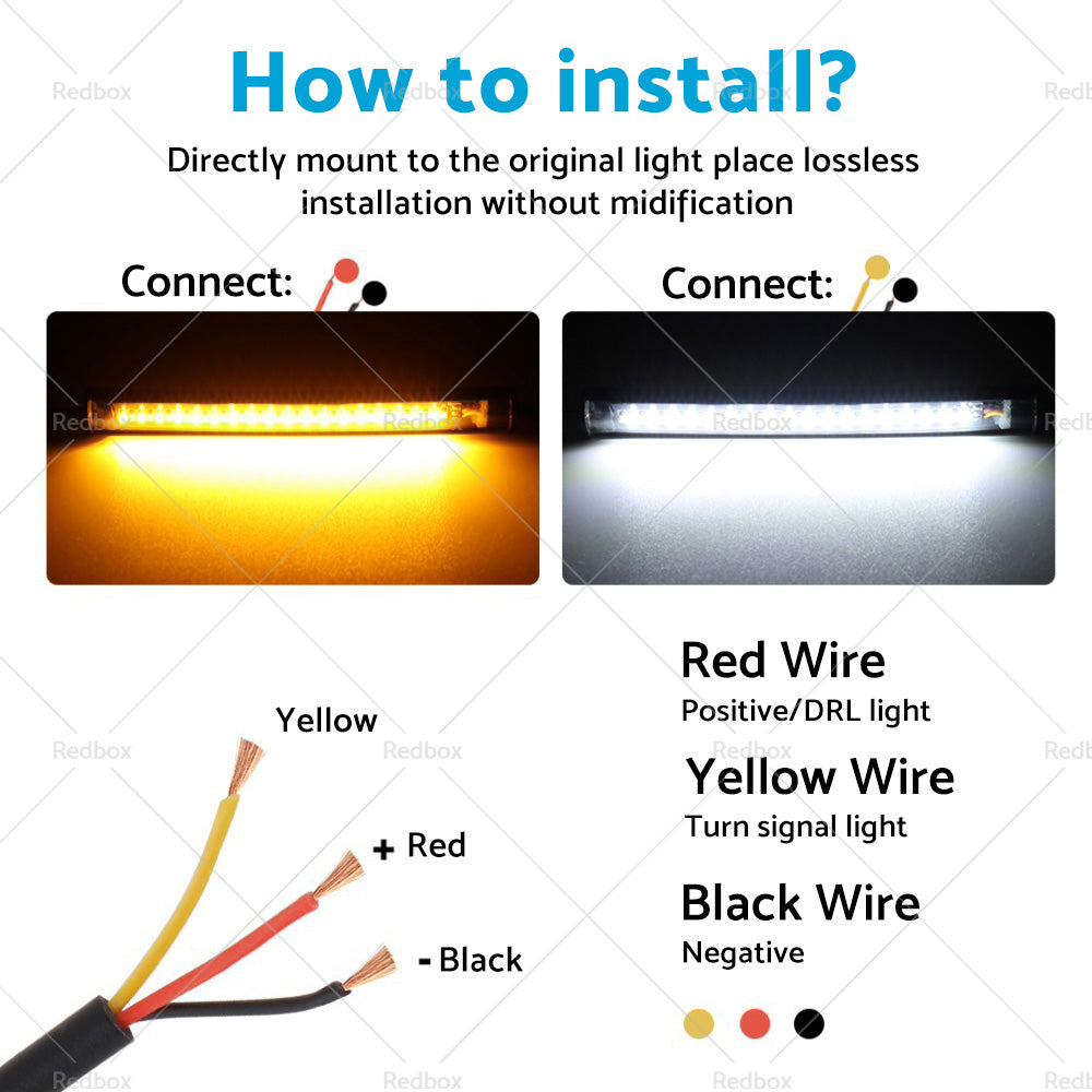 2X LED Universal Motorcycle Fork Turn Signal Indicator Blinker Amber Light Strip-3