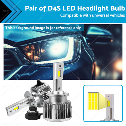 2PCS D4S LED Headlight Bulb Replace HID Xenon White 90W 6000K Conversion Kit-0