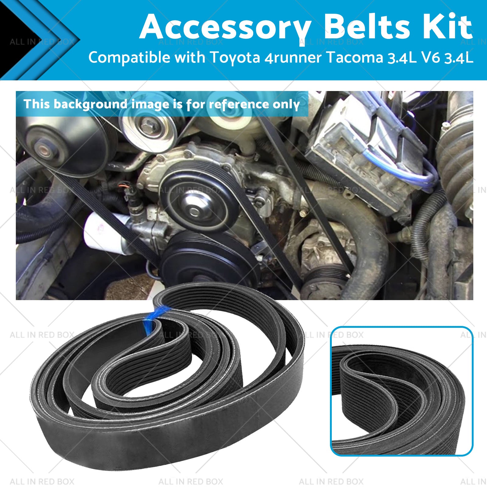 4PK870 Accessory Belts Kit Suitable for Toyota 4runner Tacoma 3. 4L V6 3. 4L 95-04-0