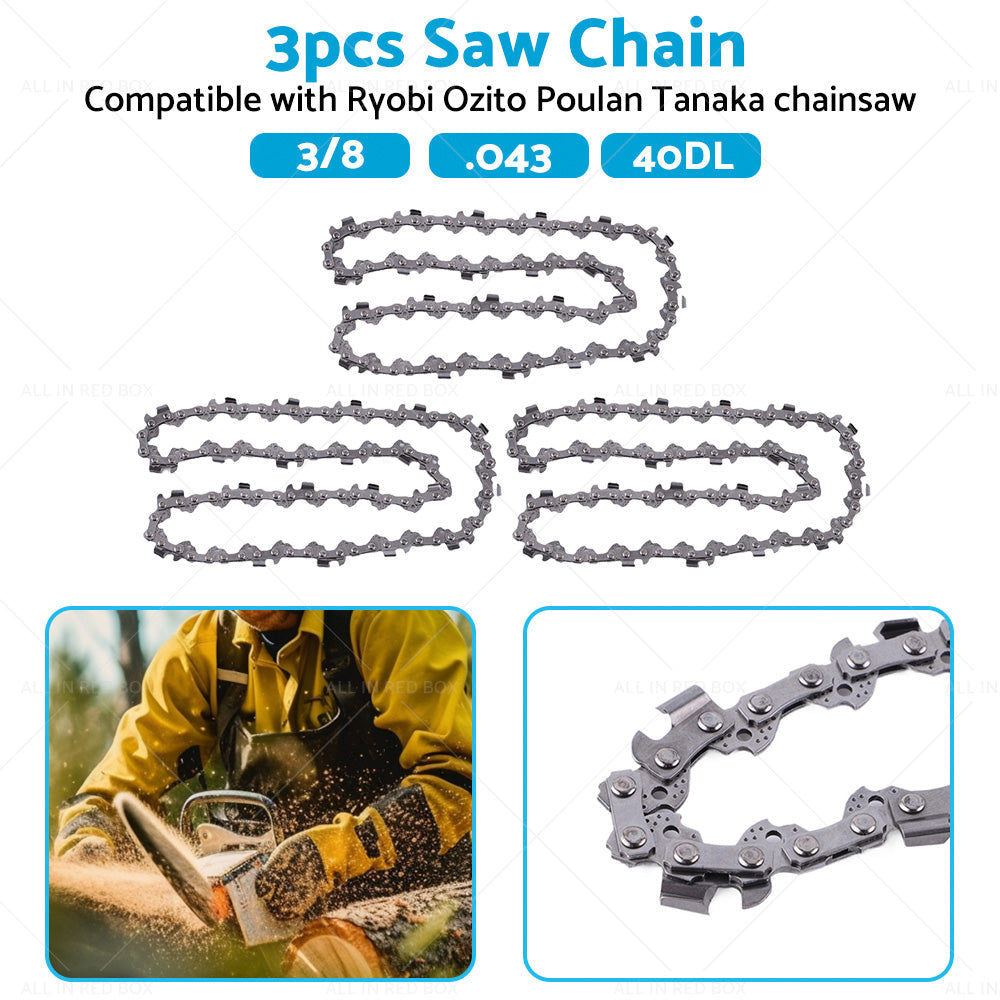 3PCS 3 8. 043 40DL Chainsaw Chain 10inch Suitable for OZITO 18V OCS-018 PXCCSS-018-3