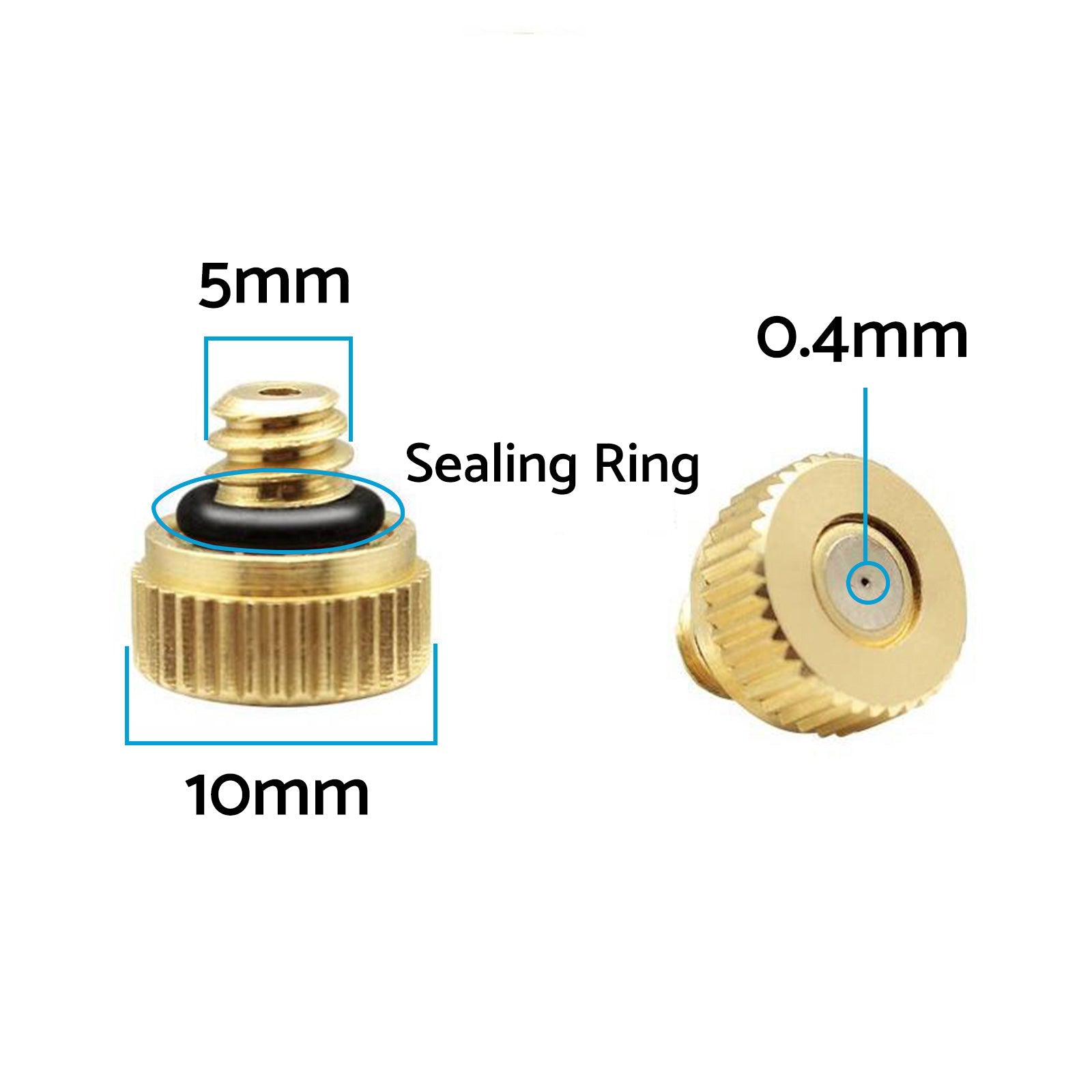 Brass Misting Nozzles Kit 0.016 Inch 10-24 For Cooling System Water Mister Sprinkle-1