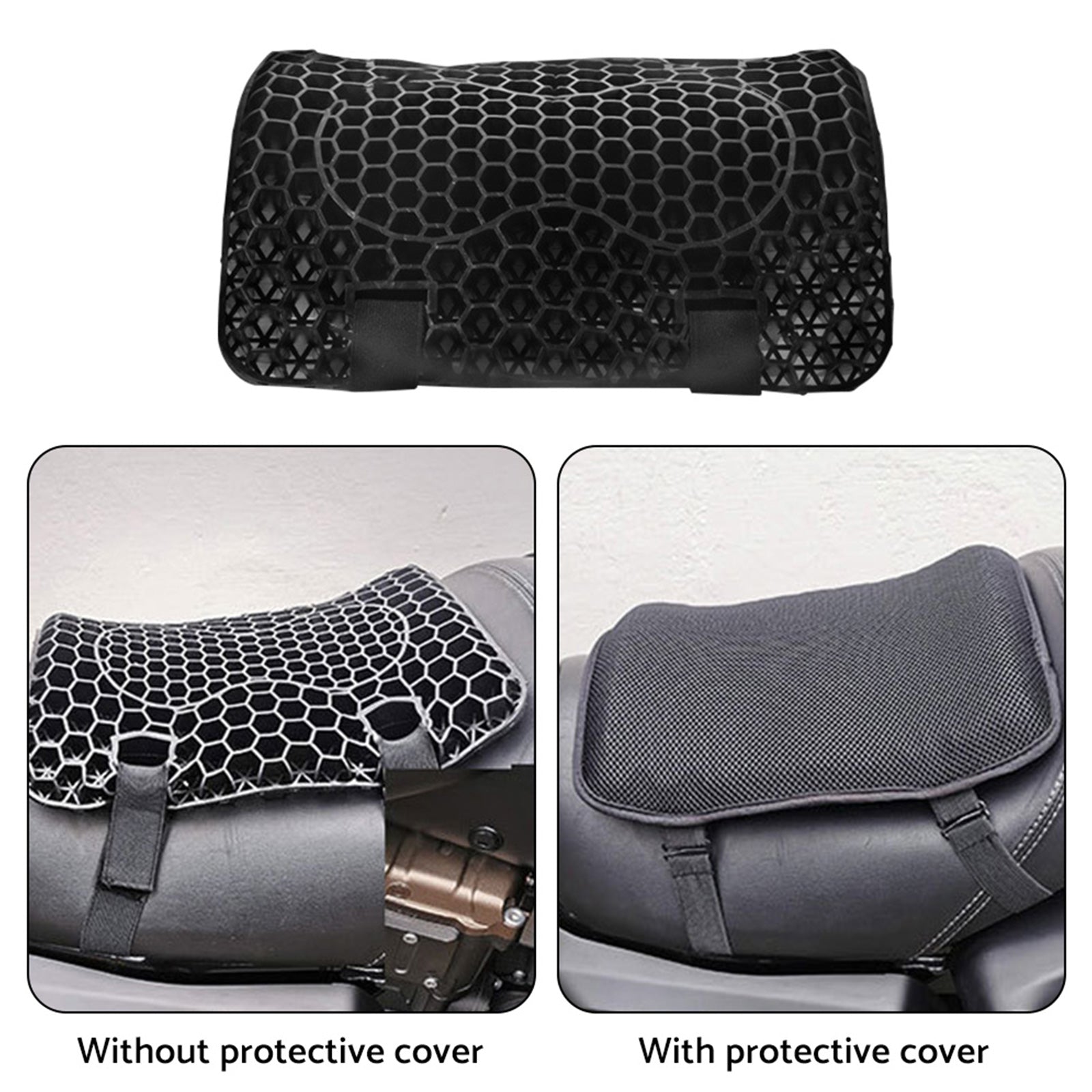 Motorcycle Seat Cushion Comfort Gel Pillow Pad Cover Motorbike Pressure Relief-3