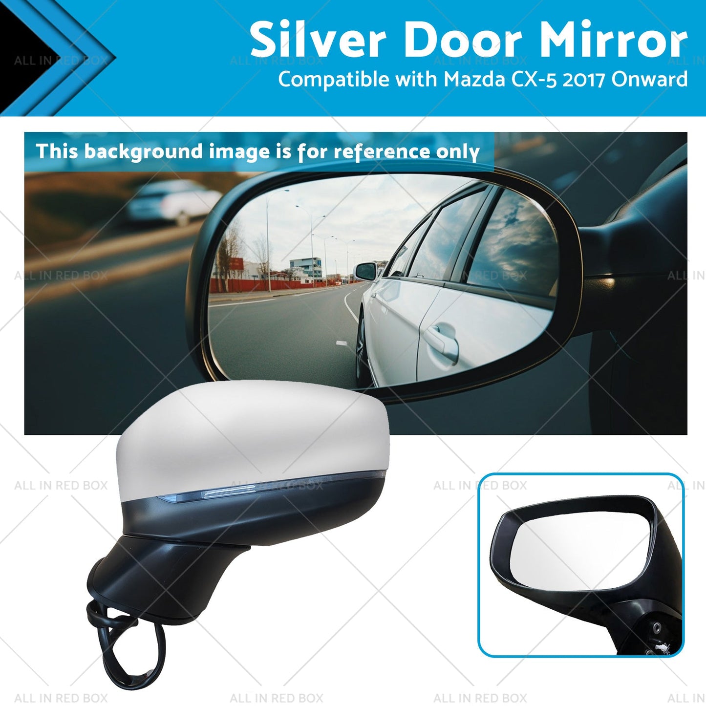 Silver Door Mirror Suitable for Mazda CX-5 2017 Onward With BlindSpot 9 Wires-0