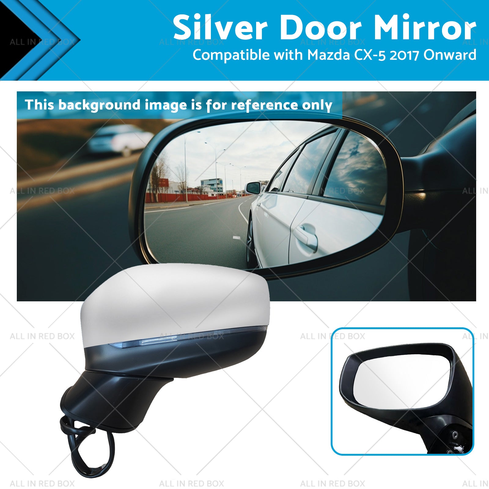 Silver Door Mirror Suitable for Mazda CX-5 2017 Onward With BlindSpot 9 Wires-0