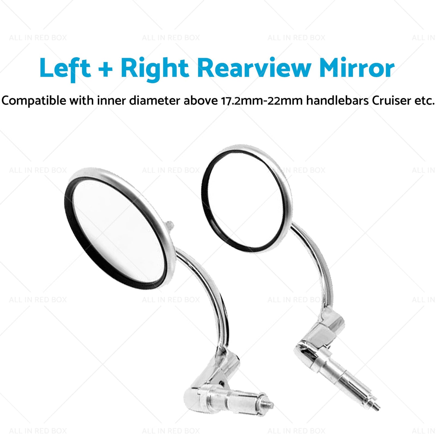 Chrome Round Rearview Bar End Mirror Suitable for Motorcycle Chopper Racer-3