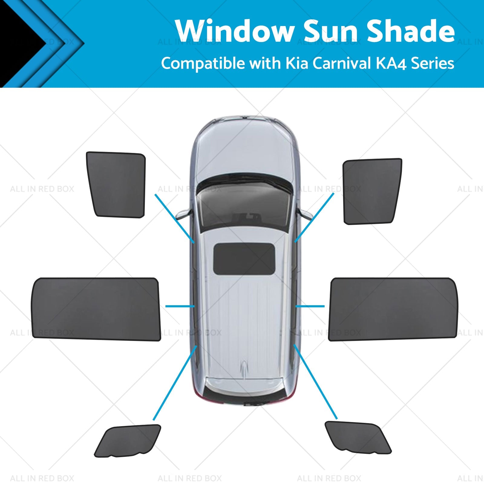 Front Rear Port Window Magnetic Sun Shade Suitable for Kia Carnival KA4 20-23-0