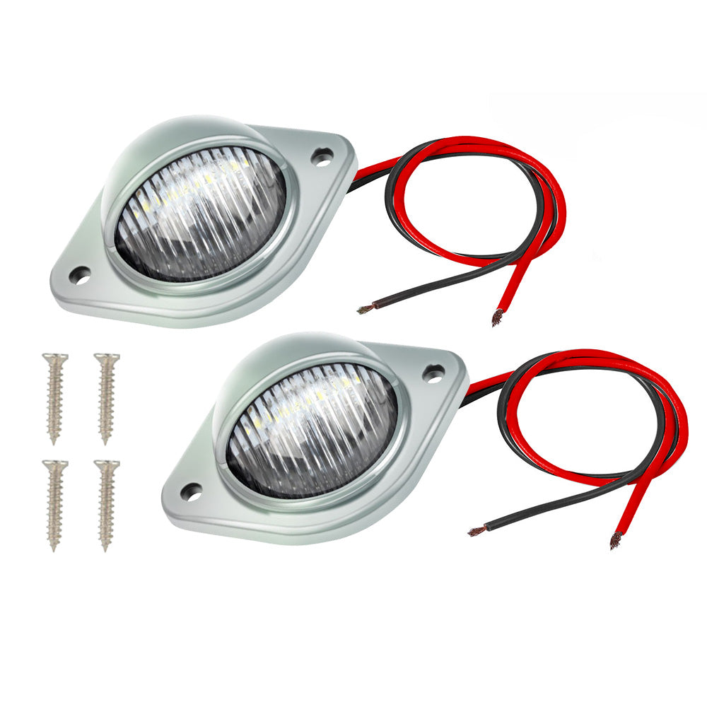 2x Car LED Number Plate Lights 12V Chrome For Trailer Truck Caravan Van Boat-3