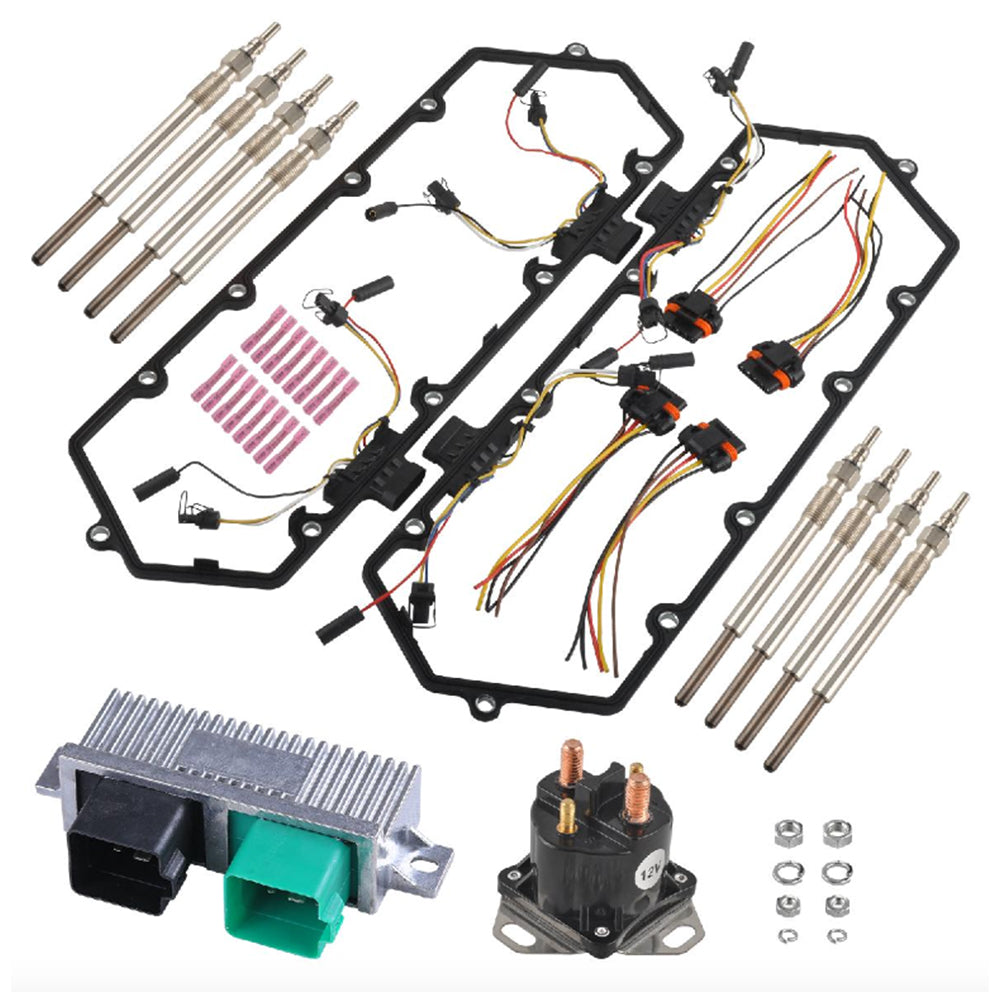 Glow Plug Kit Suitable For Ford Powerstroke 7.3L Diesel 1994–1997 With Relay-0