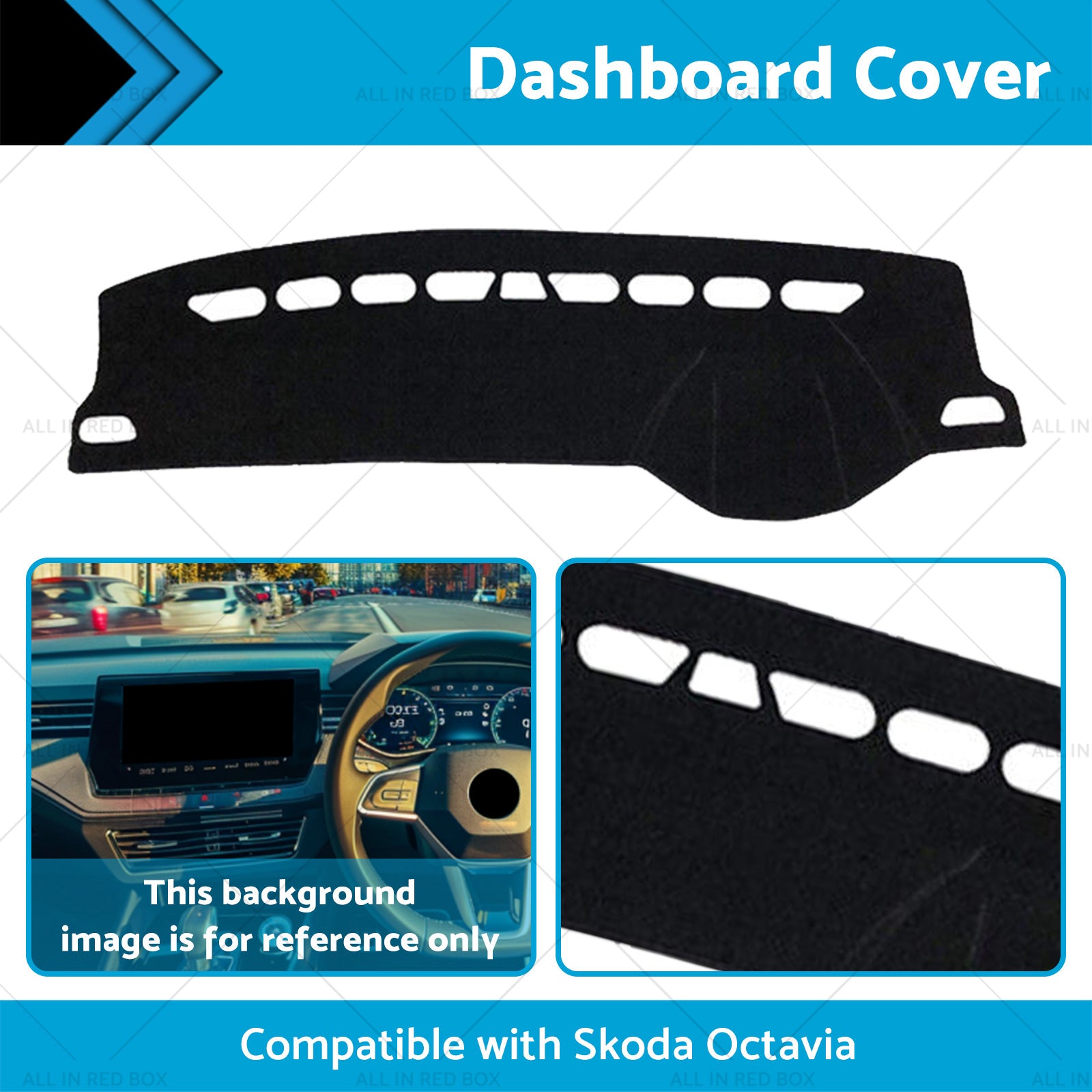 Black Non-Slip Dash Mat Suitable For Skoda Octavia Mk3 2013-2020 Dashboard Cover-1