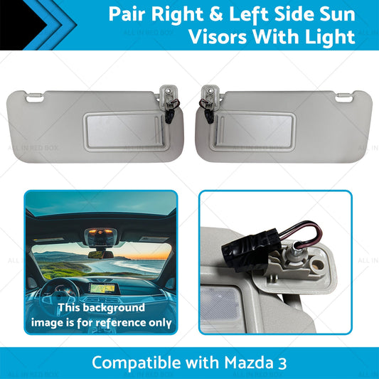 BBM369270C75 2x Right and Left Side Sun Visors With Light Suitable for 10-13 Mazda 3-1