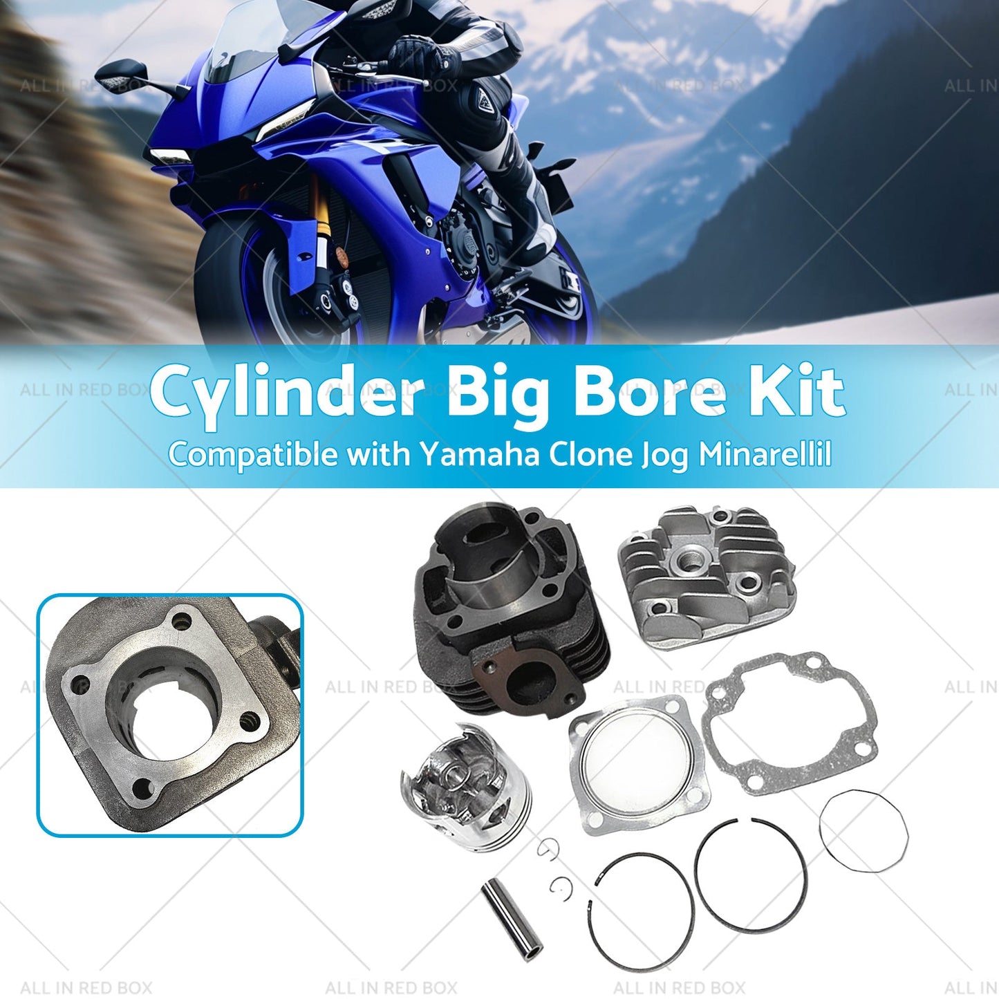 47mm Big Bore Head Cylinder Piston Kit Suitable for Yamaha Clone Jog50 to 70CC-2