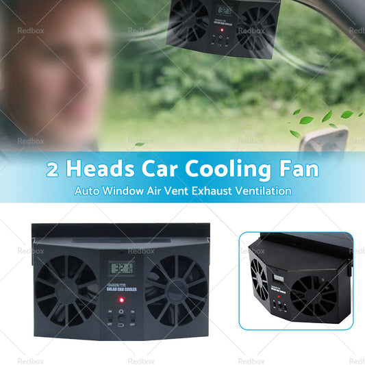 Solar Powered Car Cooling Fan Cooler Auto Window Air Vent Exhaust Ventilation-0
