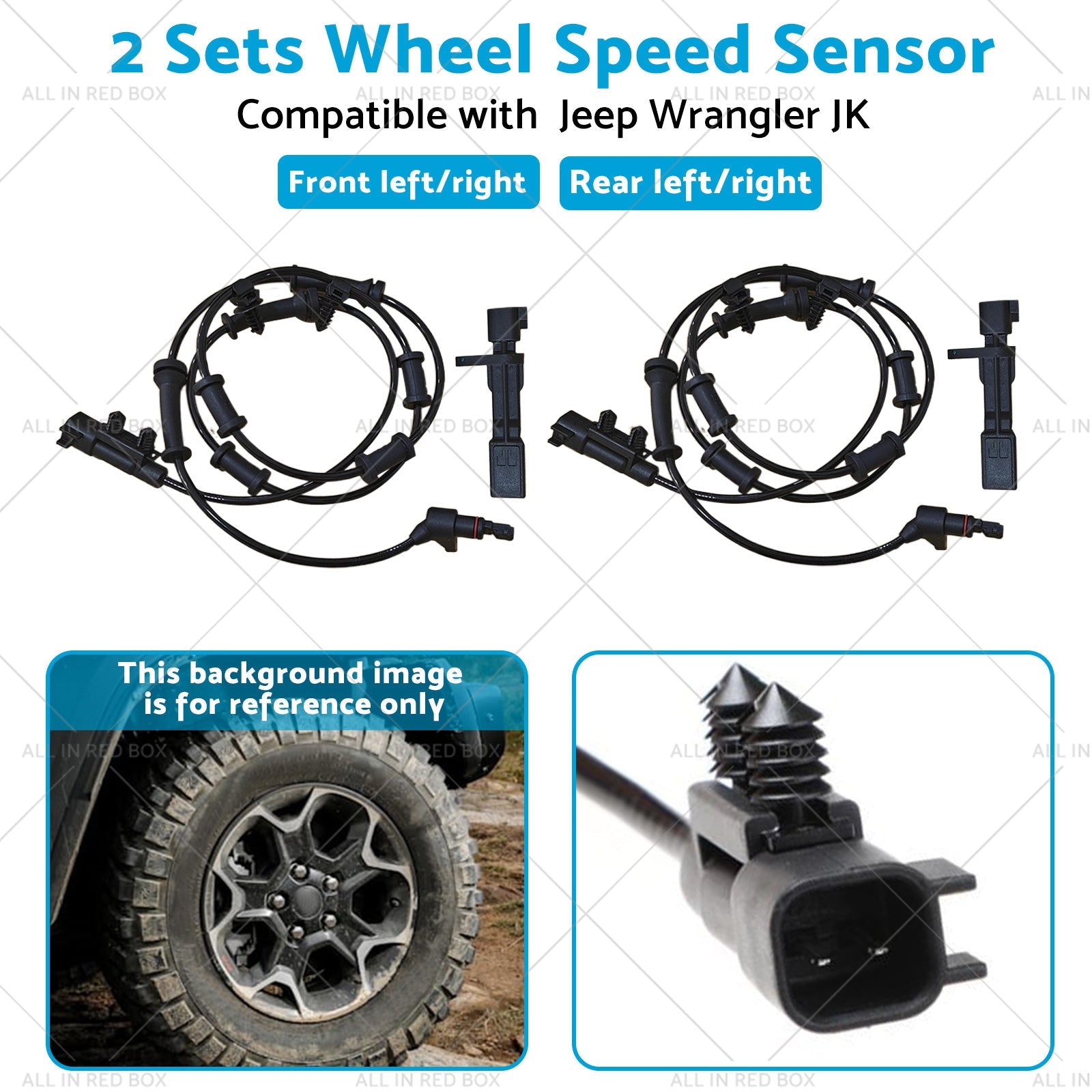 2SET Front Rear LH or RH ABS Wheel Speed Sensor Suitable for Jeep Wrangler JK 07-17-3