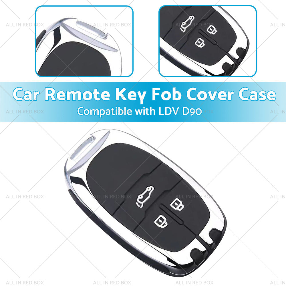 Zinc Alloy Remote Key Fob Case Cover Shell Suitable For LDV D90 3buttons Silver-2