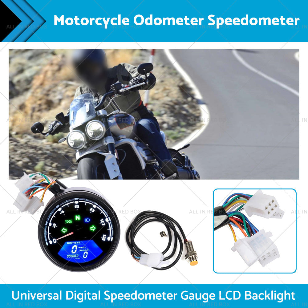 Universal Digital Motorcycle Odometer Speedometer Tachometer Gauge LCD Backlight-2