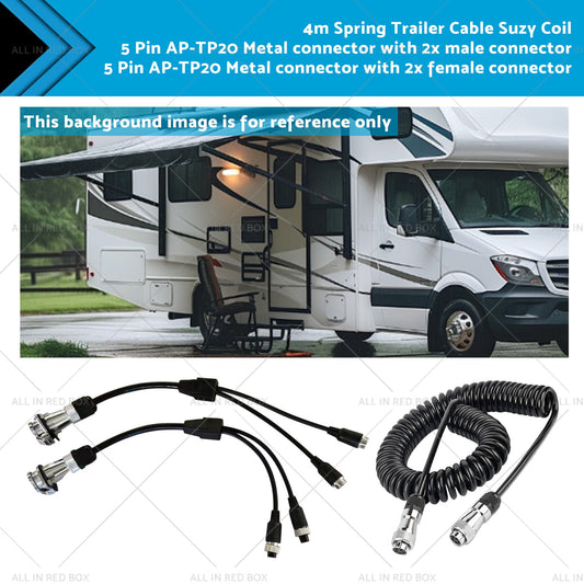 Suitable For Caravan Truck Suzy Coil 2x 5pin Connector 4m to 4pin Towing Spring-0