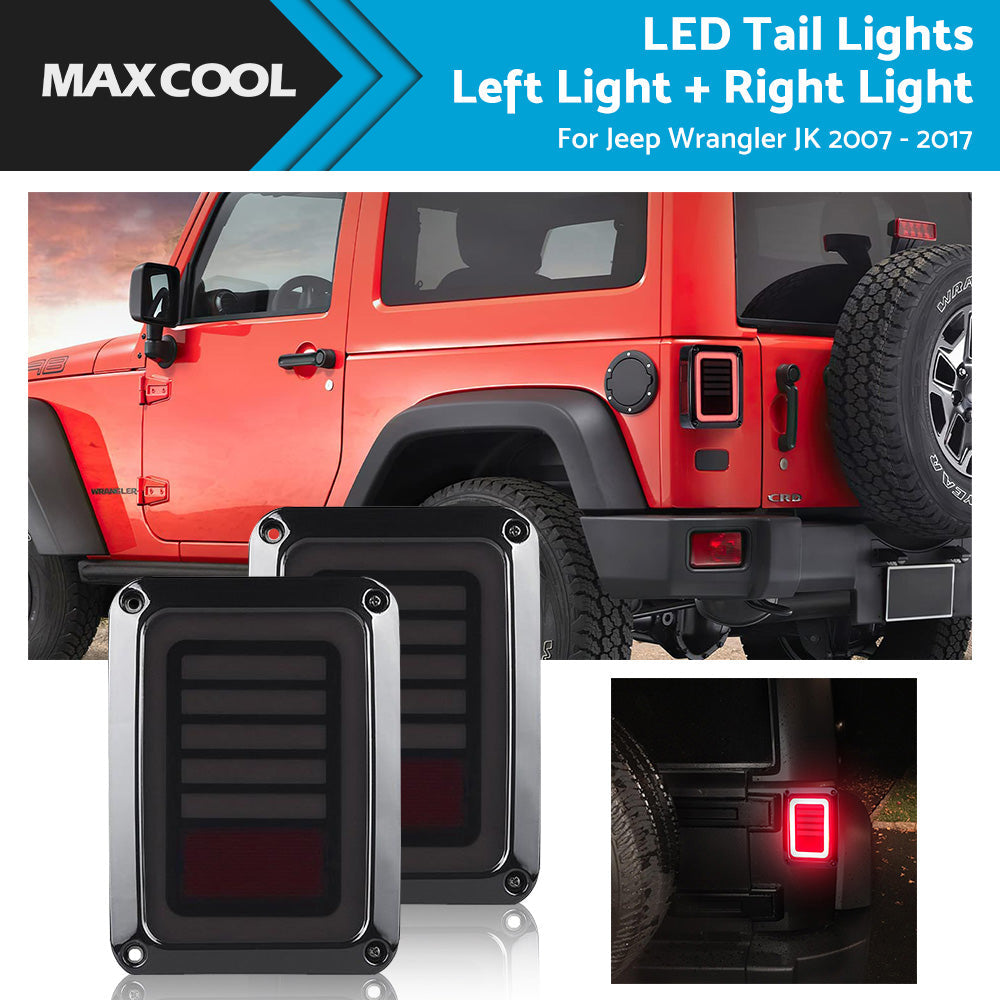 Smoked Black LED Tail Lights Rear Lamp Fits for Jeep Wrangler JK 2007-2017-2