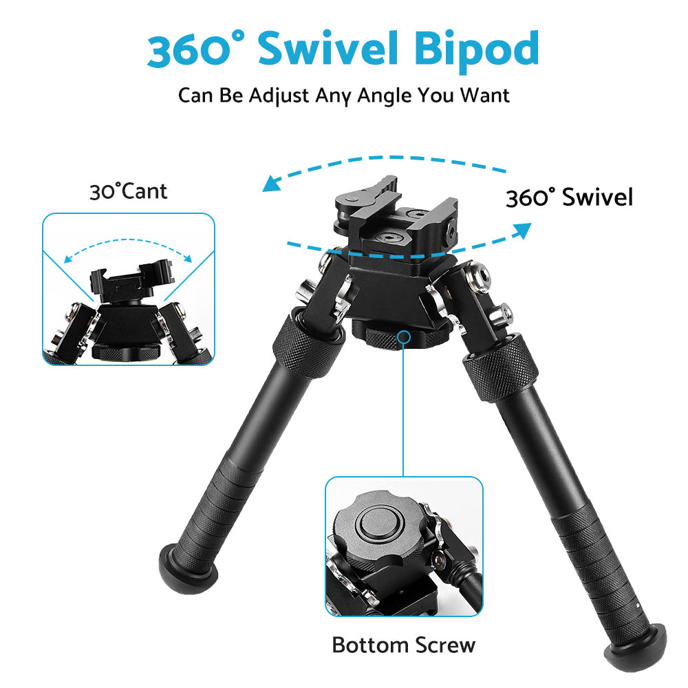 360 Angle Swivel QD Tactical 6. 5 to9  Rail Pistol Hunting Shooting Rifle Bipod Mount-4