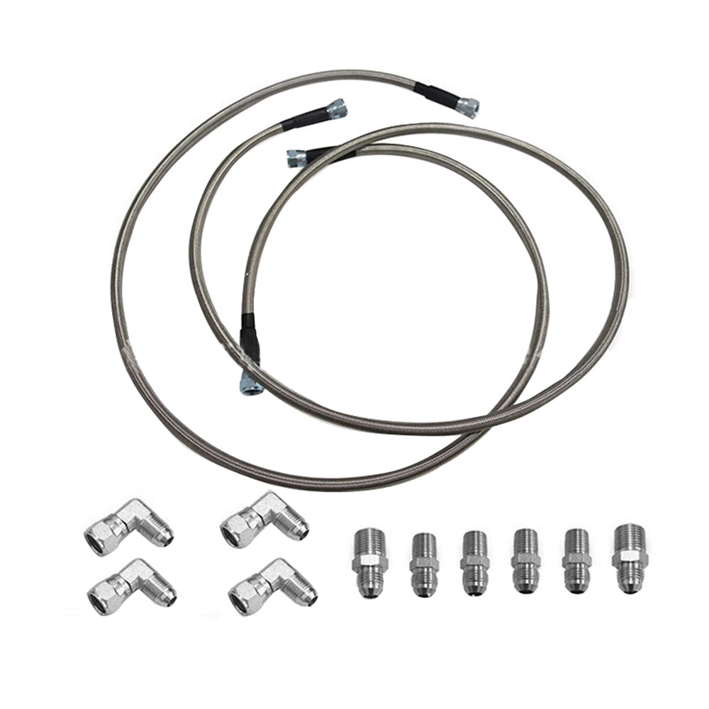 Stainless Steel Braided Transmission Cooler Hose Fitting Kit Suitable For 700R4 / TH350 / TH400-0