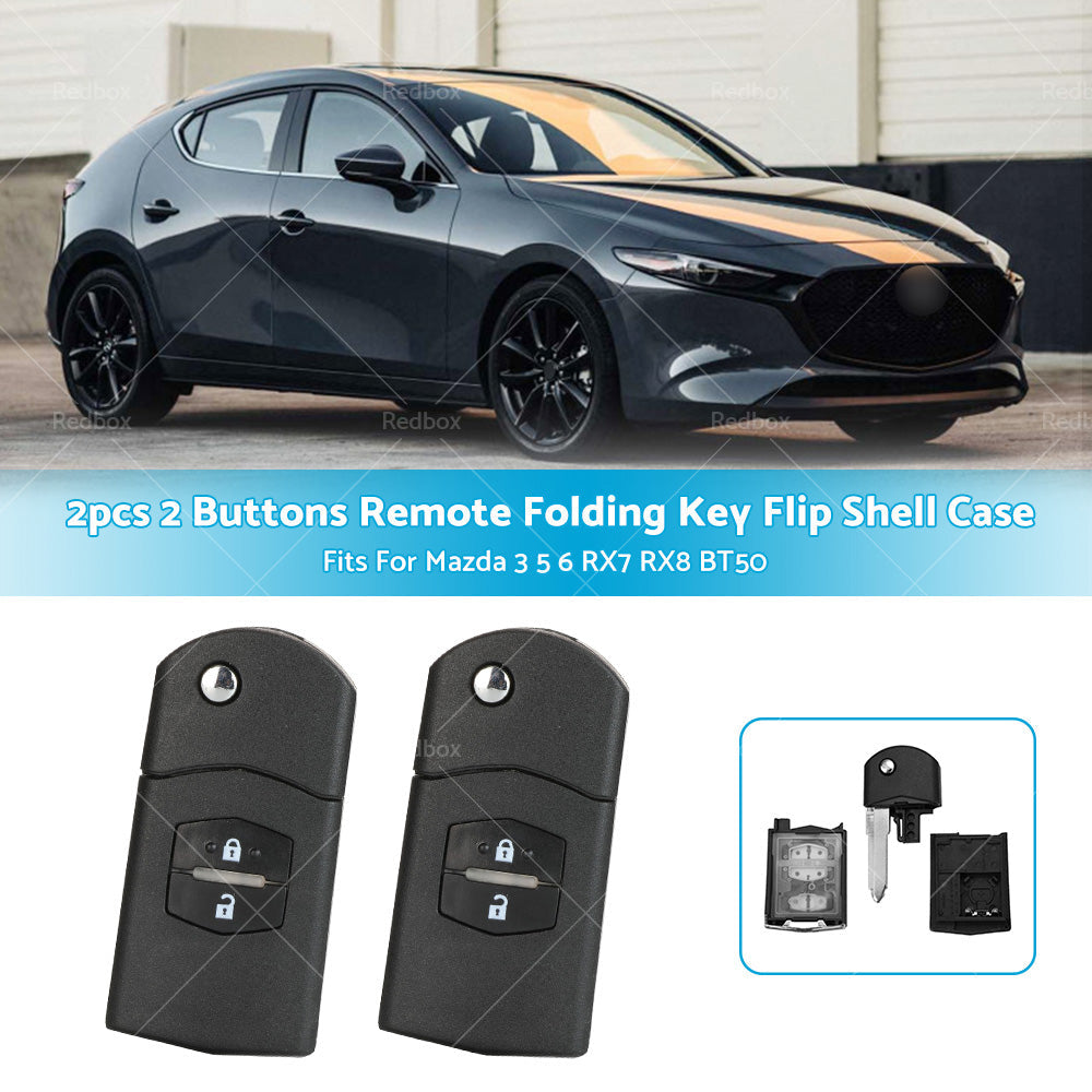 2Pcs x2 Button Remote Flip Key Car Shell Case Cover For Mazda 3 5 6 RX7 RX8 BT50-2