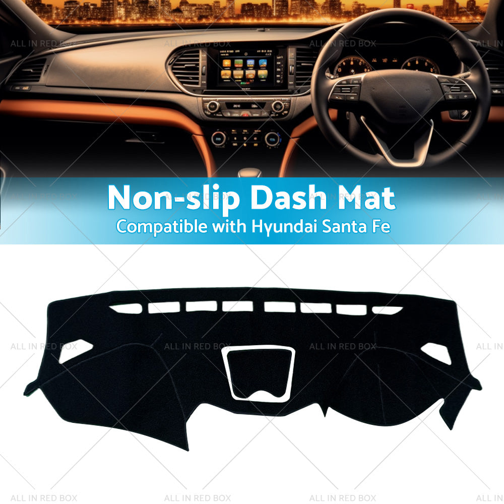 Non-Slip Dash Mat Suitable for Hyundai Santa Fe DM 2013-18 Dashboard Cover Black-2