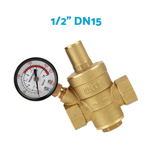 DN15/20/25 Brass Adjustable Water Pressure Reducing Valve with Gauge-1