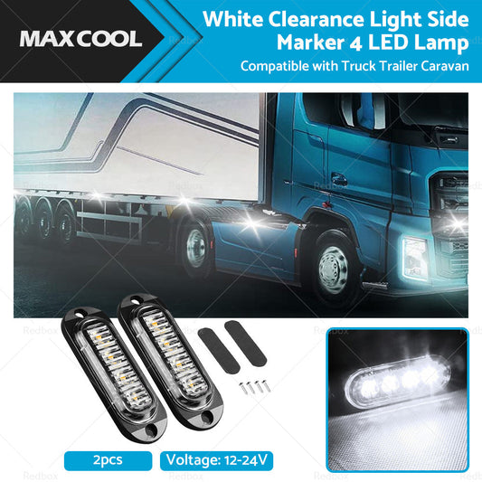 White Clearance Light Side Marker 4 LED Suitable For Truck Trailer Caravan Lamp-0