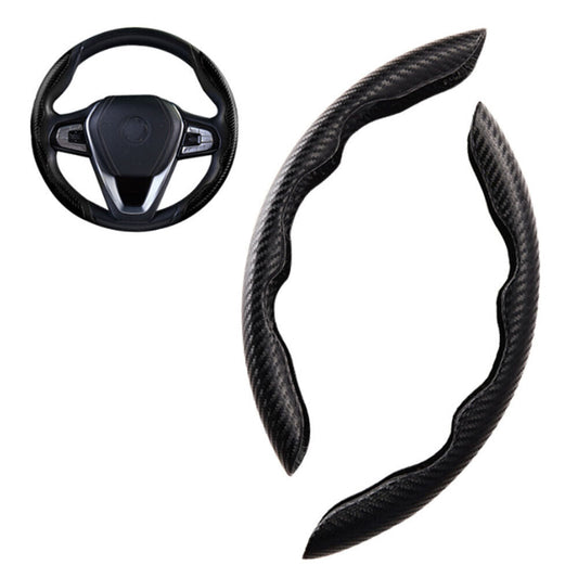 2x Black Carbon Fiber Steering Wheel Booster Non-Slip Cover Trim Accessories-1