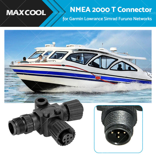 NMEA2000 5 Pins T Connector for Garmin Lowrance Simrad B and G Navico Networks Black-0