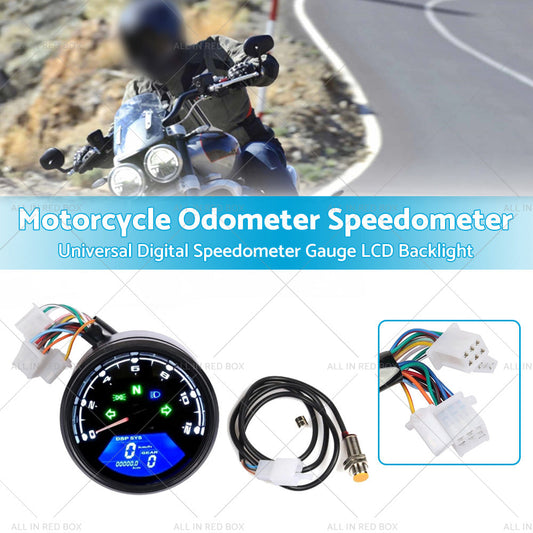 Universal Digital Motorcycle Odometer Speedometer Tachometer Gauge LCD Backlight-1