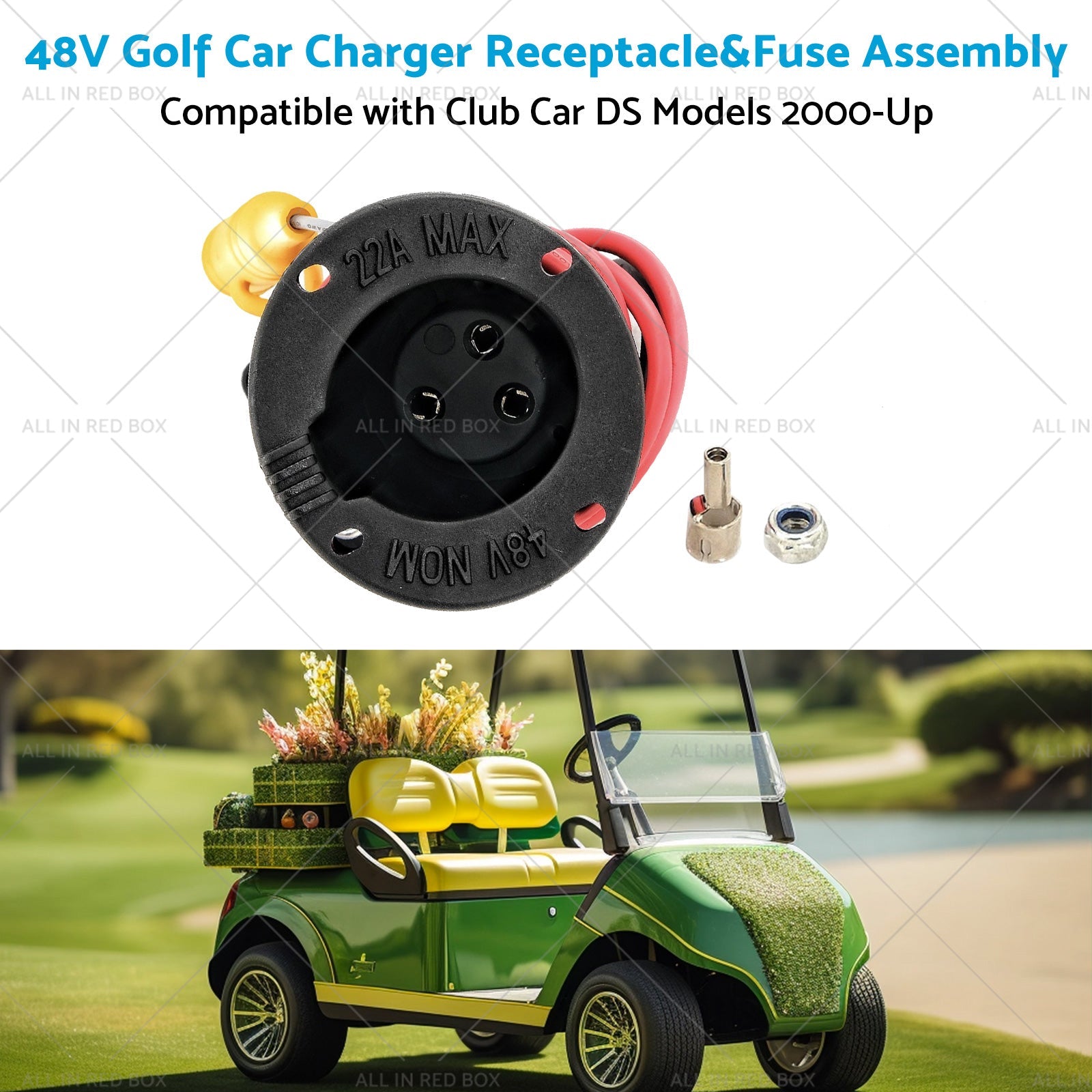 48V Golf Car Charger Receptacle and Fuse Assembly Suitable for Club Car DS 2000-Up-3