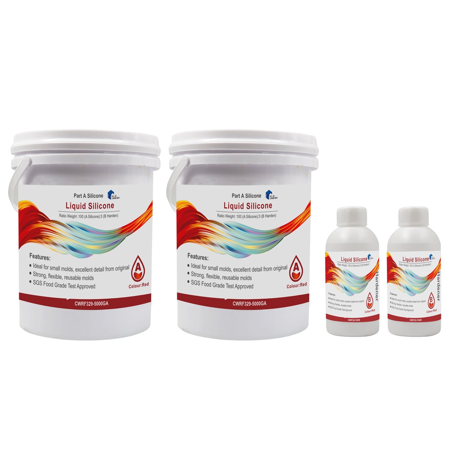 SH25 Liquid Silicone Rubber Mould Making Kit 100:3 Mix - 1Kg 5Kg 10Kg Red-7
