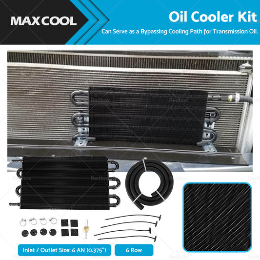6 Row 6 AN Transmission Oil Cooler Auto Manual Radiator Converter Kit Universal-0