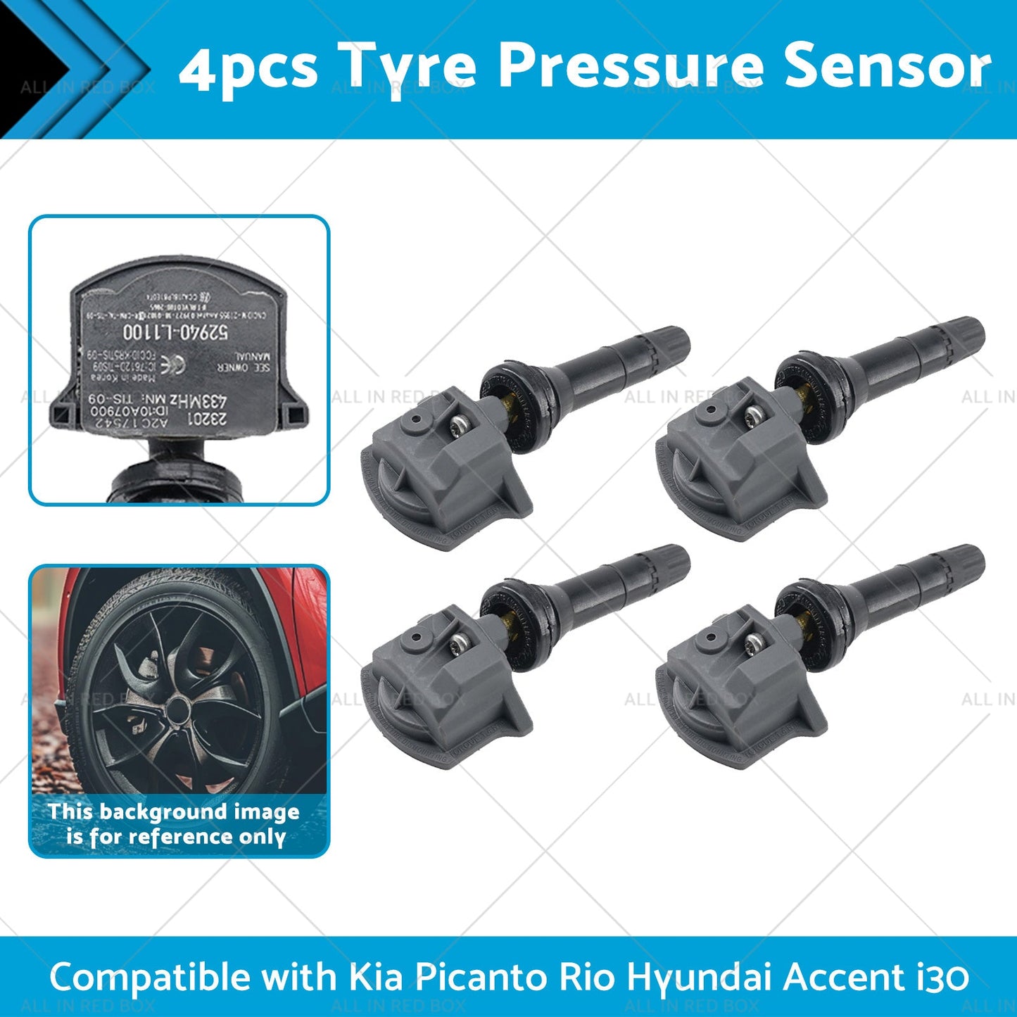 4X Suitable for Kia Sorento Hyundai i30 TPMS Tyre Pressure Sensors 52940-L1100-1
