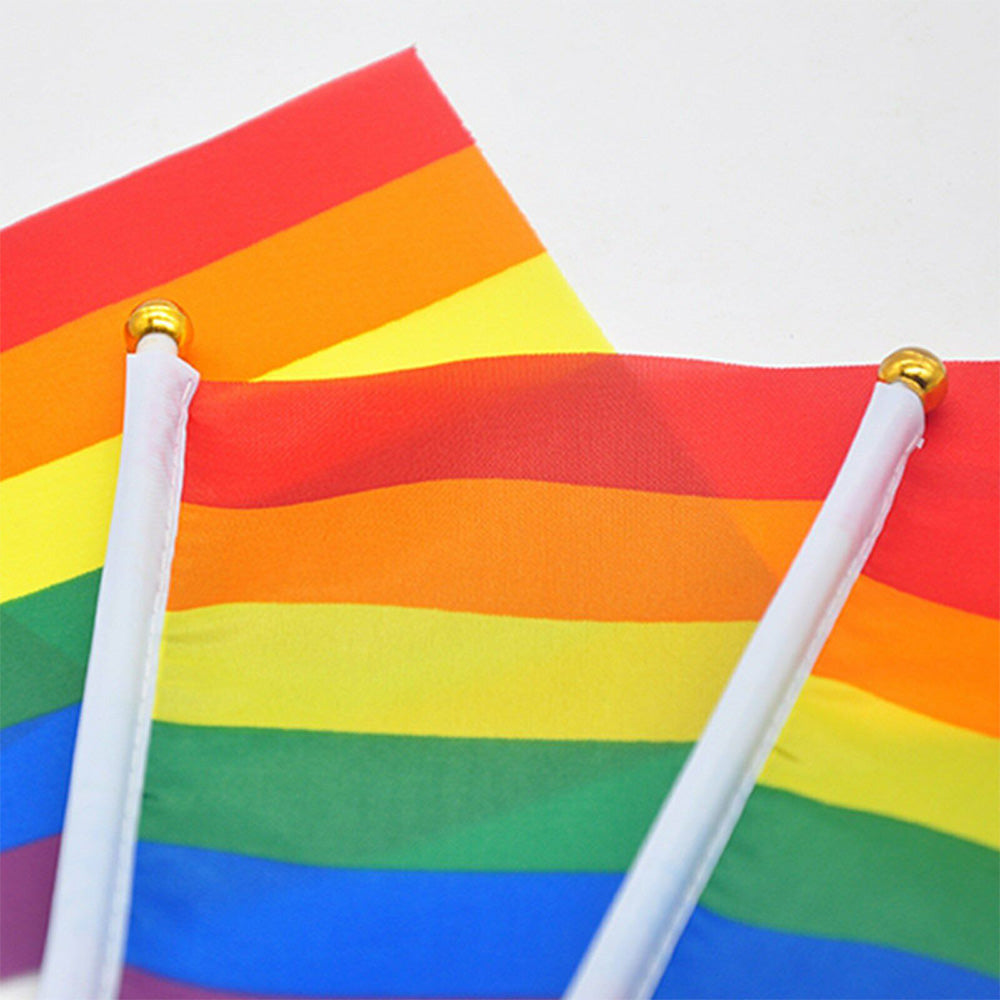 100x Small Rainbow Pride Flags Suitable For Gay, Lesbian & LGBT – 14x21cm Mini Hand Waving Flags-3