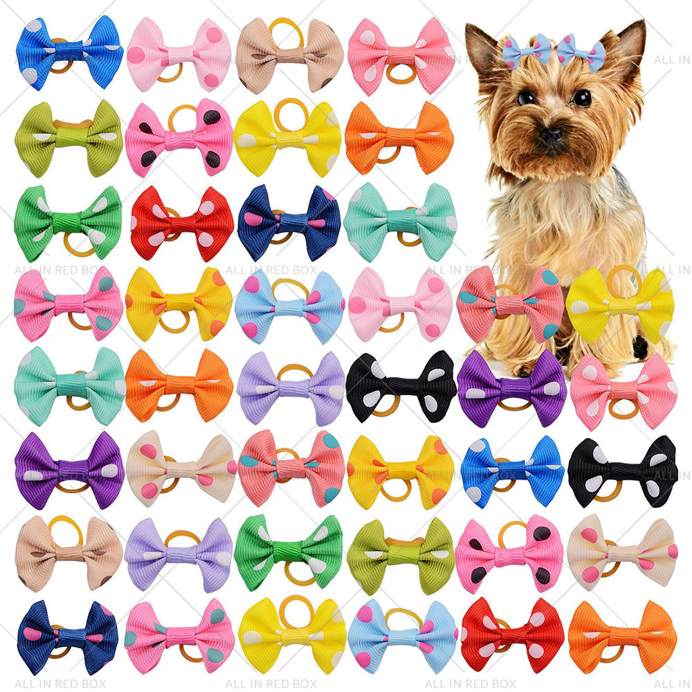 Up To 100PCS Pet Small Dog Hair Bows Rubber Bands Puppy Cat Grooming Accessory-3