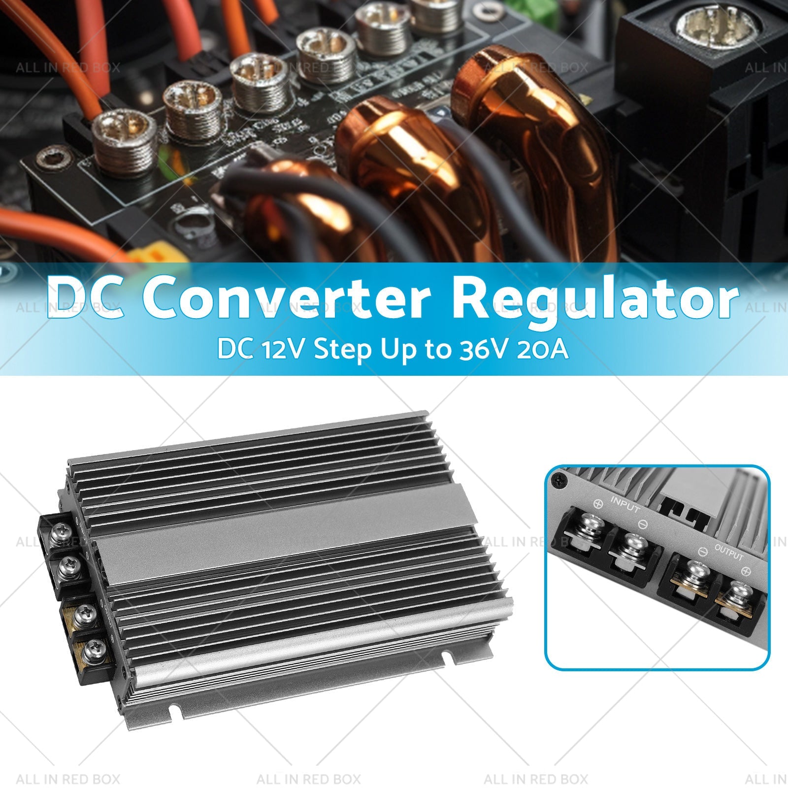 Waterproof DC-DC 12V Step Up to 36V 20A Converter Regulator Car Power Supply-2