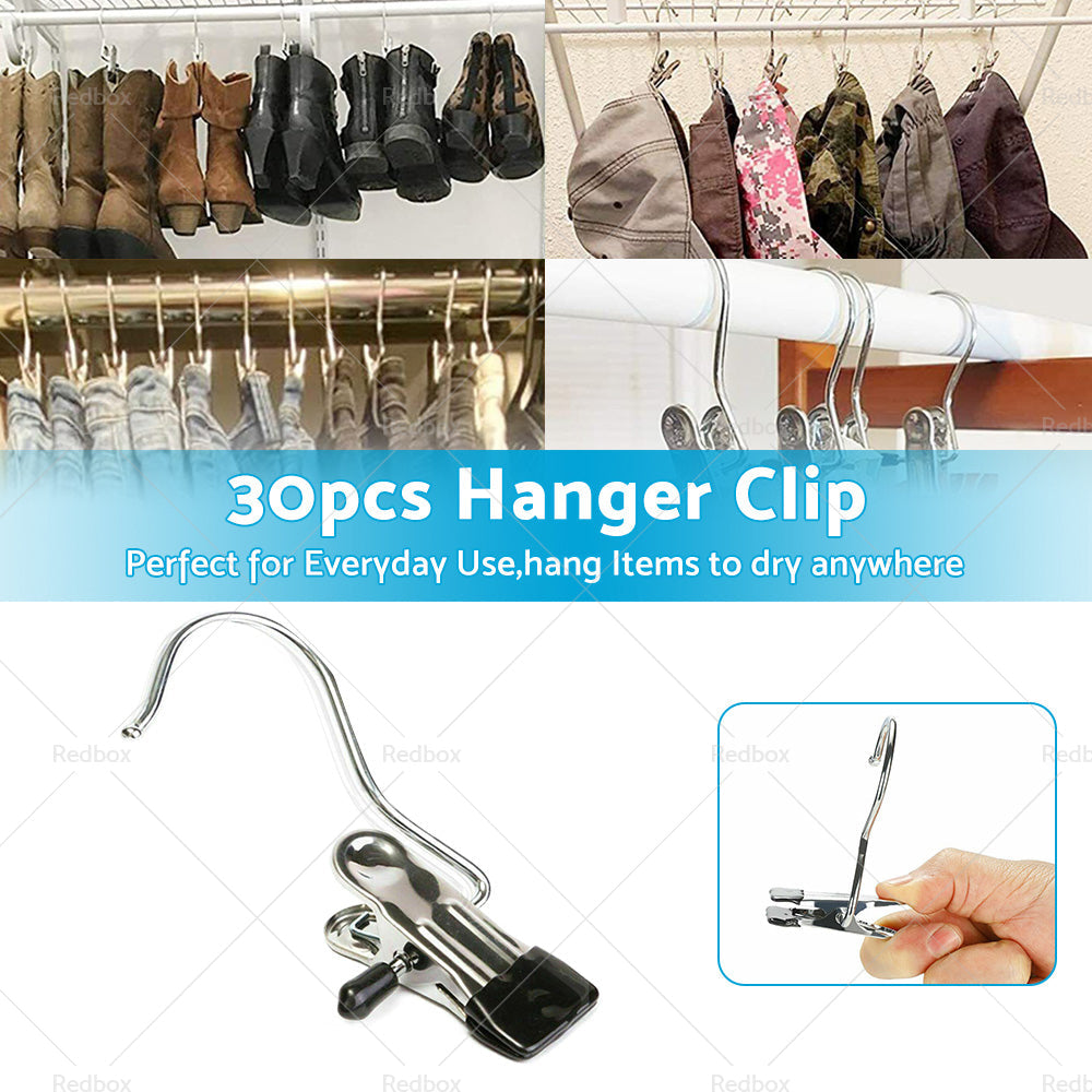 30PCS Single Clips Metal Hook Pins Scarf Belt Shoe Boots Hanger Portable Pegs-1