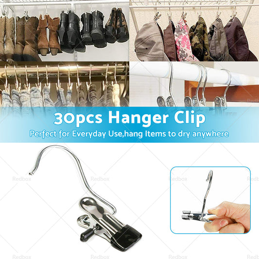30PCS Single Clips Metal Hook Pins Scarf Belt Shoe Boots Hanger Portable Pegs-1