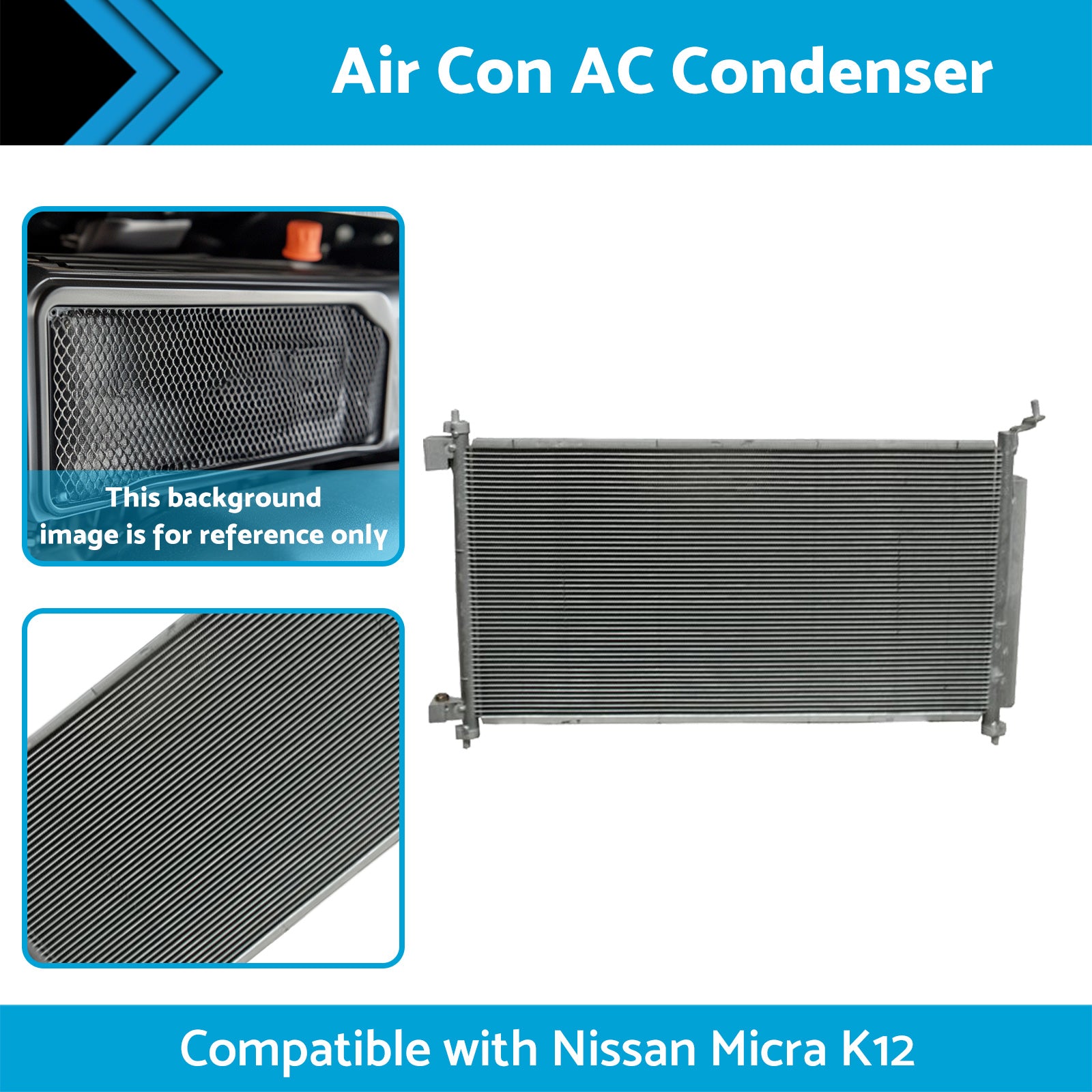 Air Con AC Condenser Suitable for Nissan Micra K12 07/2007-08/2010 650mm 16mm-1