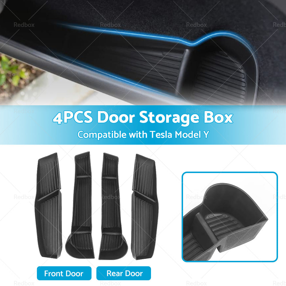 Suitable for Tesla Model Y 4PCS Front Rear Door Side Storage Box Tray Organizer-2