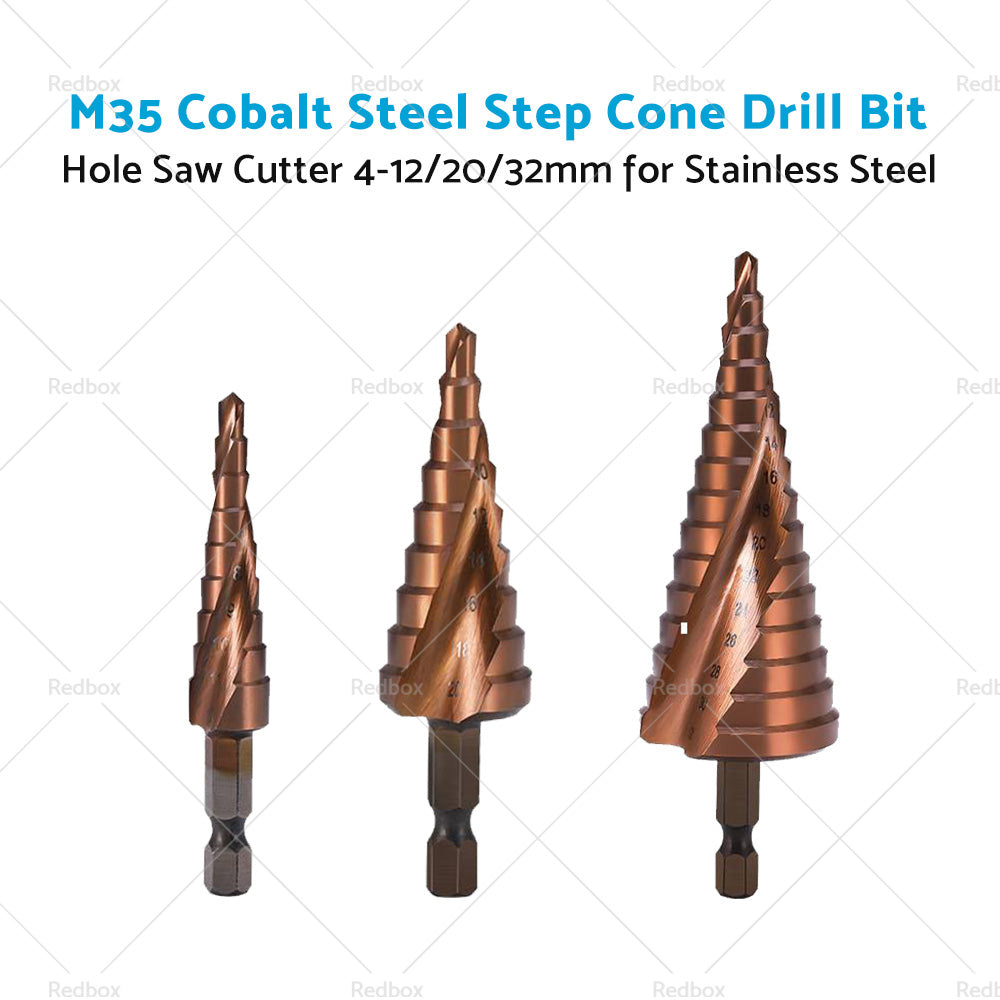 Cobalt Steel Step Cone Drill Bit Hole Cutter 4-12/20/32mm for Stainless Steel-2