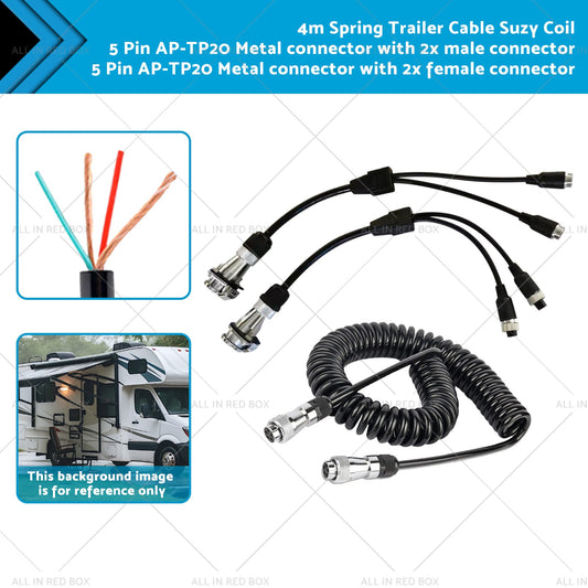 Suitable For Caravan Truck Suzy Coil 2x 5pin Connector 4m to 4pin Towing Spring-1