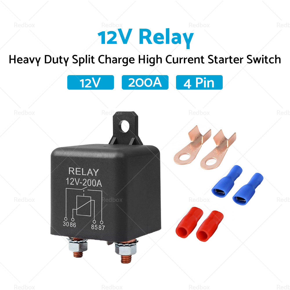 12V DC 200A Car Relay Heavy Duty Split Charge High Current 4Pin Starter Switch-3