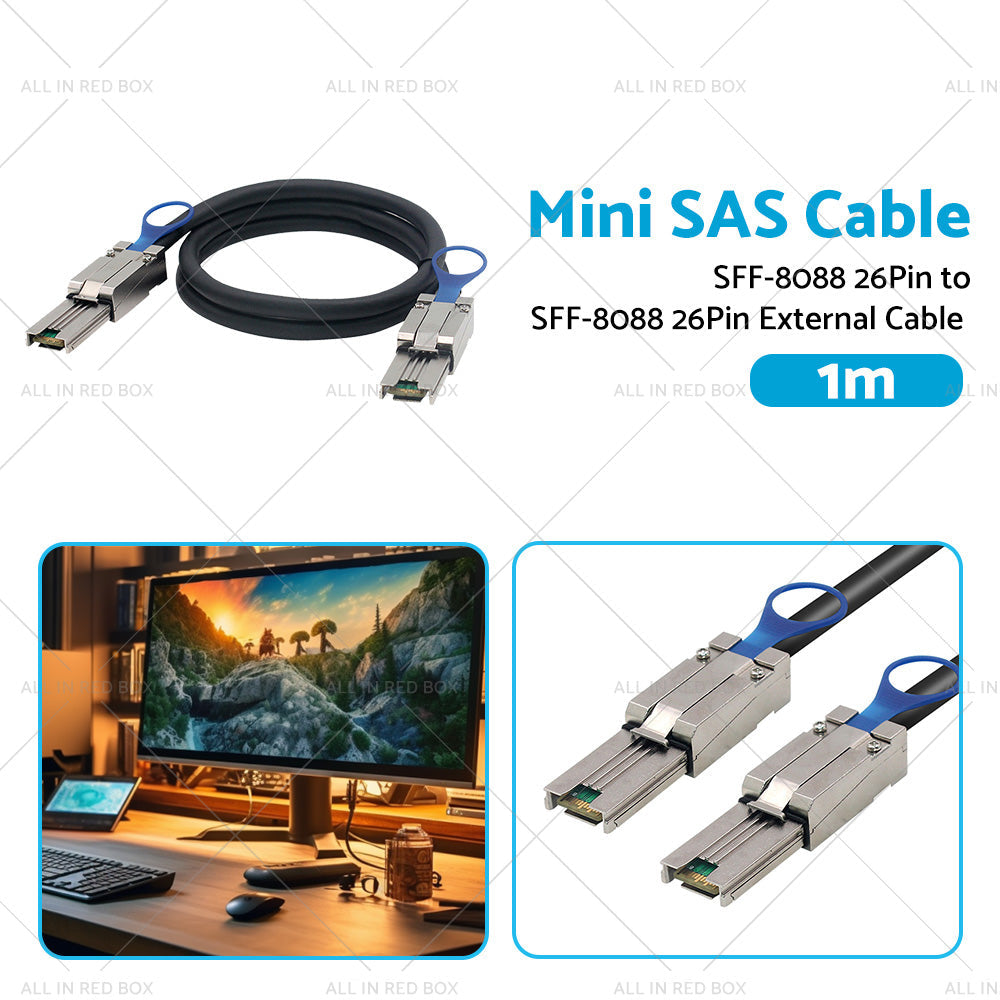 Mini SAS SFF-8088 26Pin to SFF-8088 26Pin External Cable Disk Array Line 1M-3