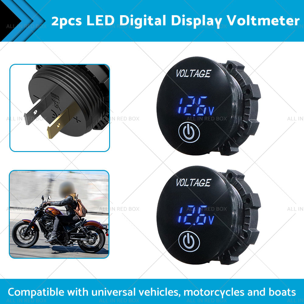 Car Panel Voltmeter 2PCS Volt Gauge Voltage Meter 12V-24V LED Digital Display DC-2