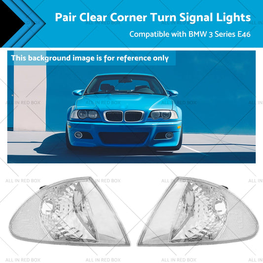Pair Clear Corner Turn Signal Lights Suitable for BMW E46 98-01 3 Series-0