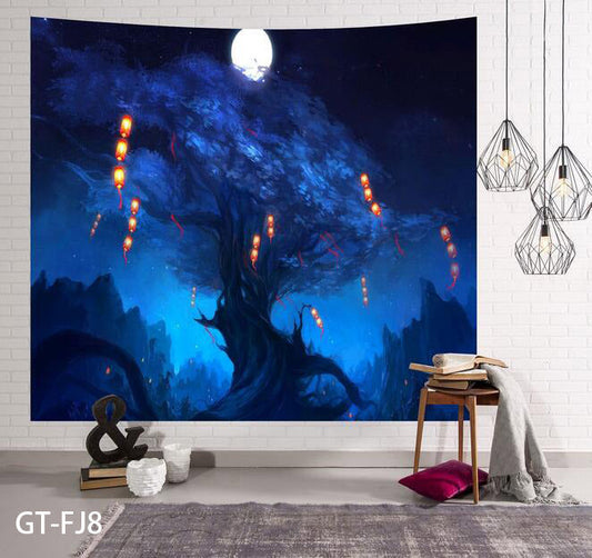 3D Forest Tree Tapestry Wall Hanging Bedspread Throw Blanket Mat Home DecorCloth-1