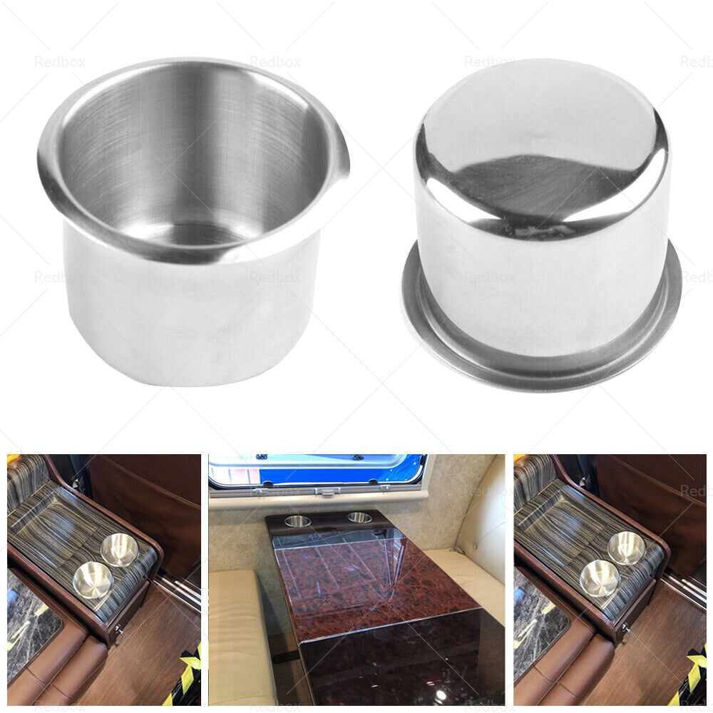 2x Stainless Steel Cup Drink Holder Suitable For Marine Car Truck Camper RV Boat-4